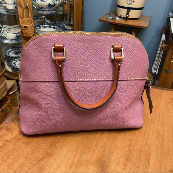 Dooney & Bourke Mauve Pebble Leather Carter Satchel - Picture 2 of 16